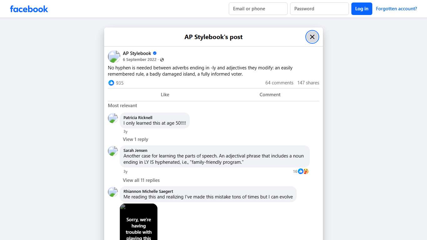 AP Stylebook - No hyphen is needed between adverbs ending... Facebook