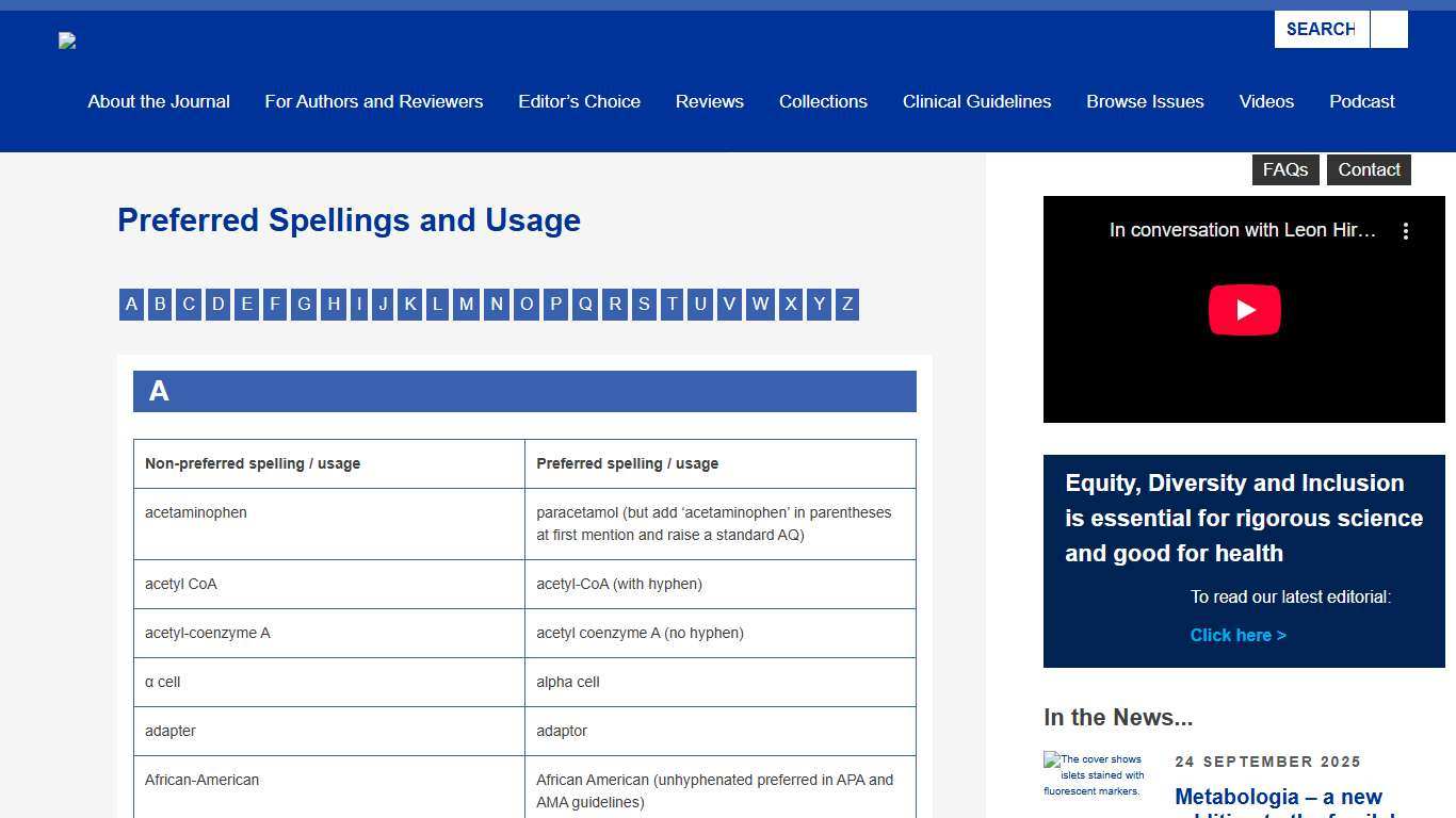 Preferred Spellings and Usage – Diabetologia